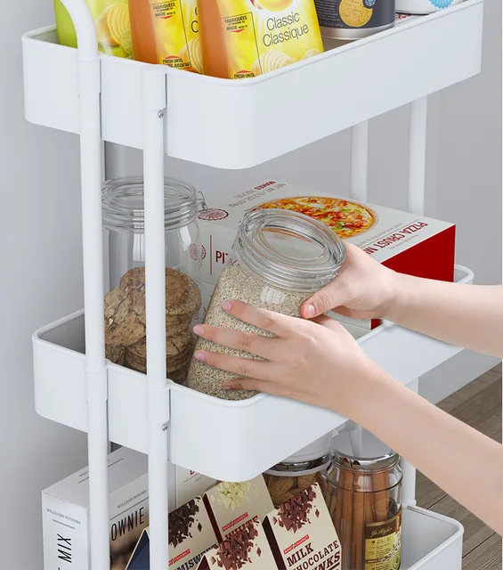 3 Tier Fruit Vegetable Storage Basket with Lockable Wheels Rolling Utility  Rack Organizer Bins for Kitchen, Pantry, Bathroom - AliExpress