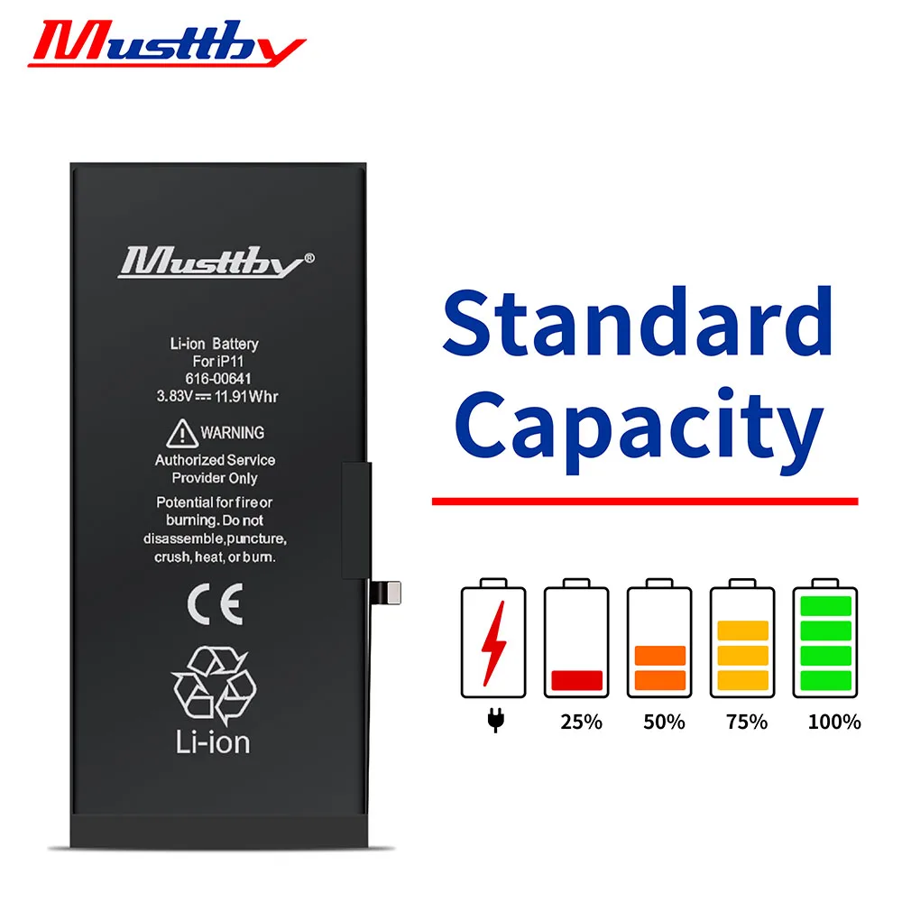Musttby No BMS Soldering Battery For iPhone 14 13 12 11 Pro Max Phone Batteria No Need Programmer No Pop-up Shows 100% Capacity