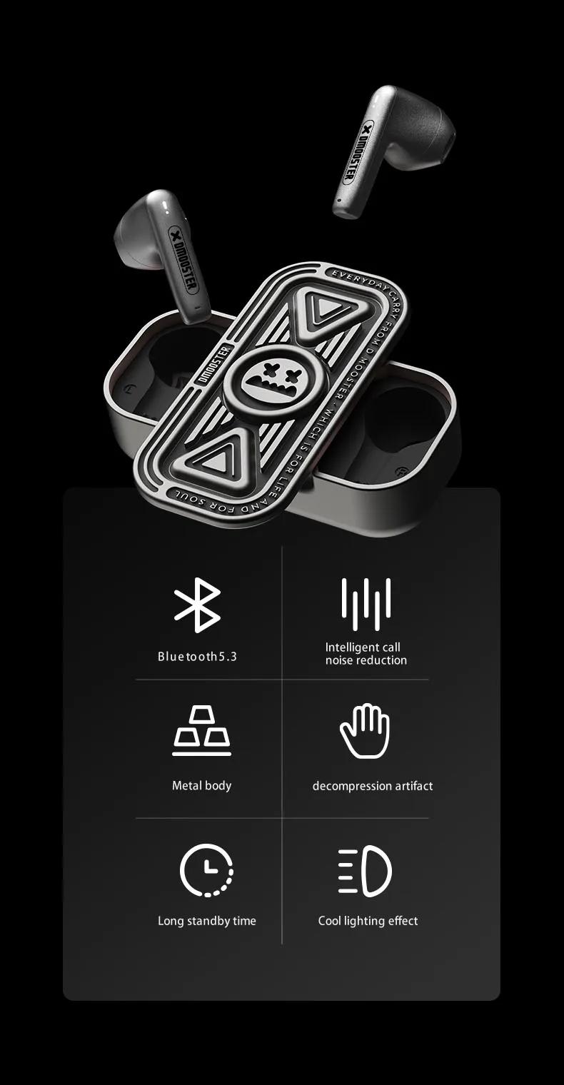 Dmooster D15 DNC TWS Bluetooth Active Noise Cancellation Headphone Wireless HIFI headset Metal Earphone Sport man gift