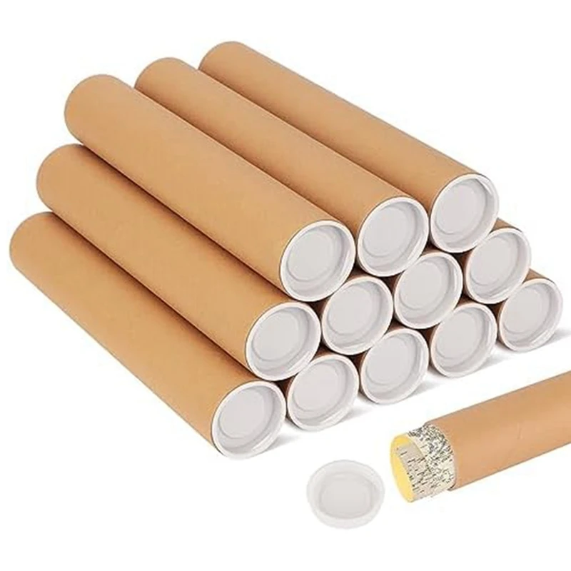 papelao-mailers-tube-poster-tube-com-caps-embalagem-cartazes-para-mailing-2x1-2-polegada-12-pack