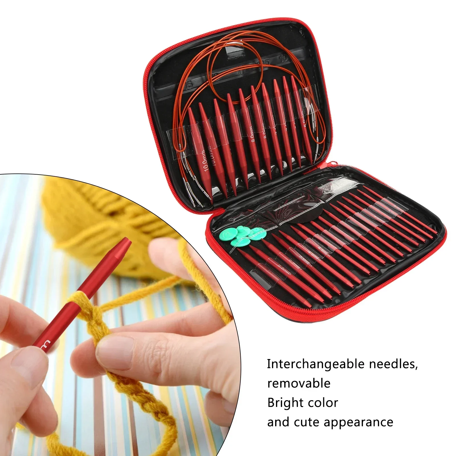 Interchangeable Knitting Needles Set Detachable Circular Crochet Kit Multiple Sizes Perfect Gift For Knitters knitting needles crochet kit knitting supplies knitting material knitting craft supplies