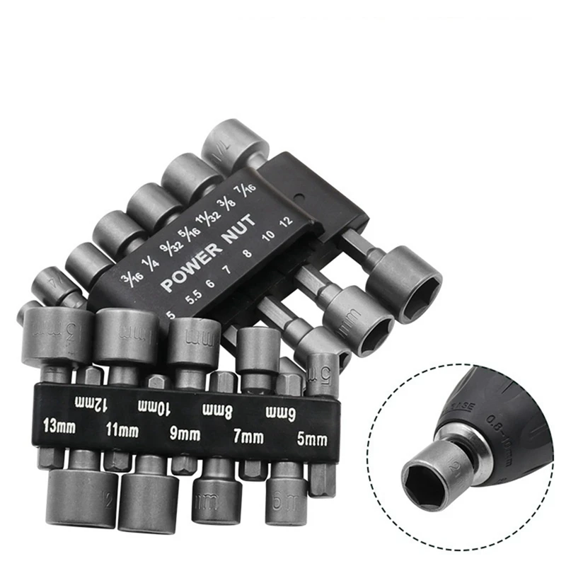 

1 Set 14 Hex Socket Socket Wrench Screw Socket Electric Screwdriver For Tapping Screws