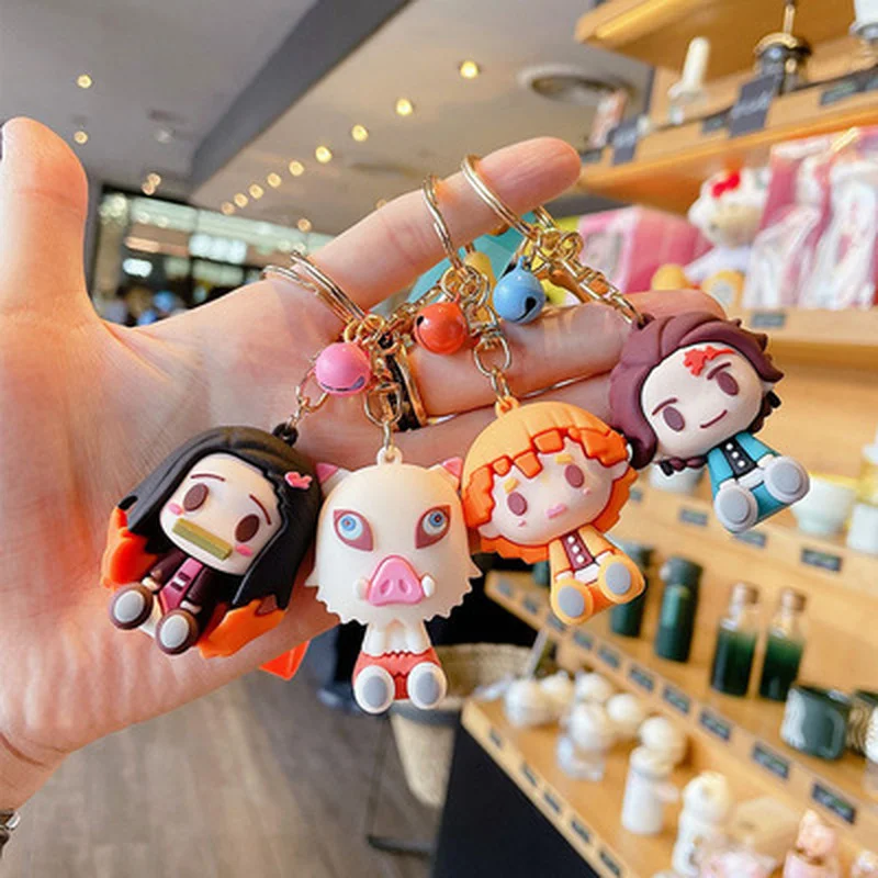 Cartoon Anime Figure Pendant Kamado Tanjirou Nezuko Agatsuma Zenitsu Key Chain Women Dackpack Car Pendant Key Ring
