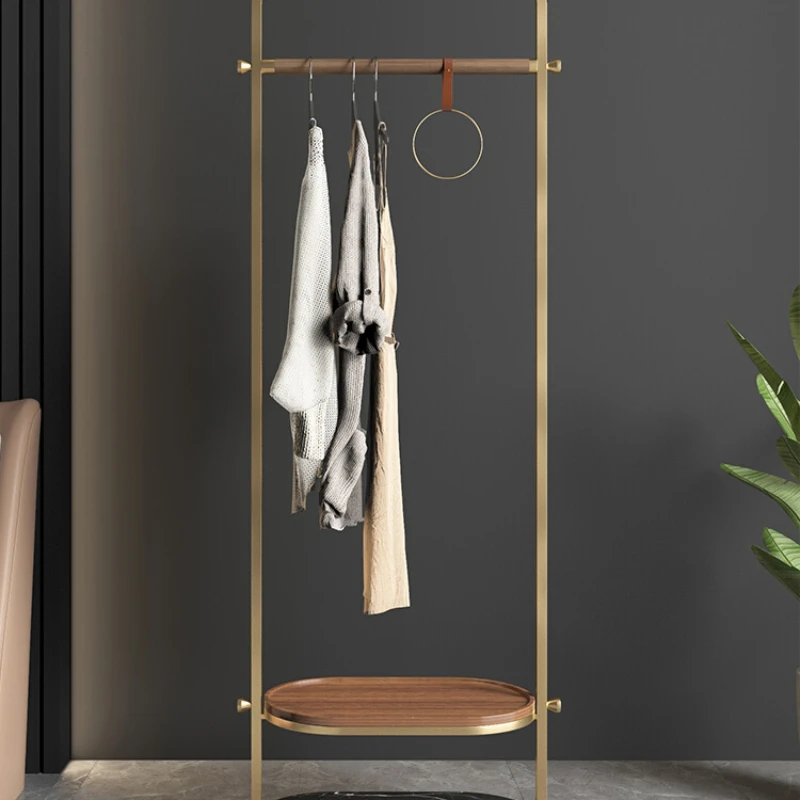 Solid wood clothes and hats rack, light luxury stainless steel marble storage, home bedroom floor to ceiling designer