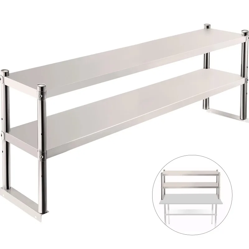 

Double Overshelf, Double Tier Stainless Steel Overshelf,Height Adjustable Overshelf for Prep & Work Table in Kitchen