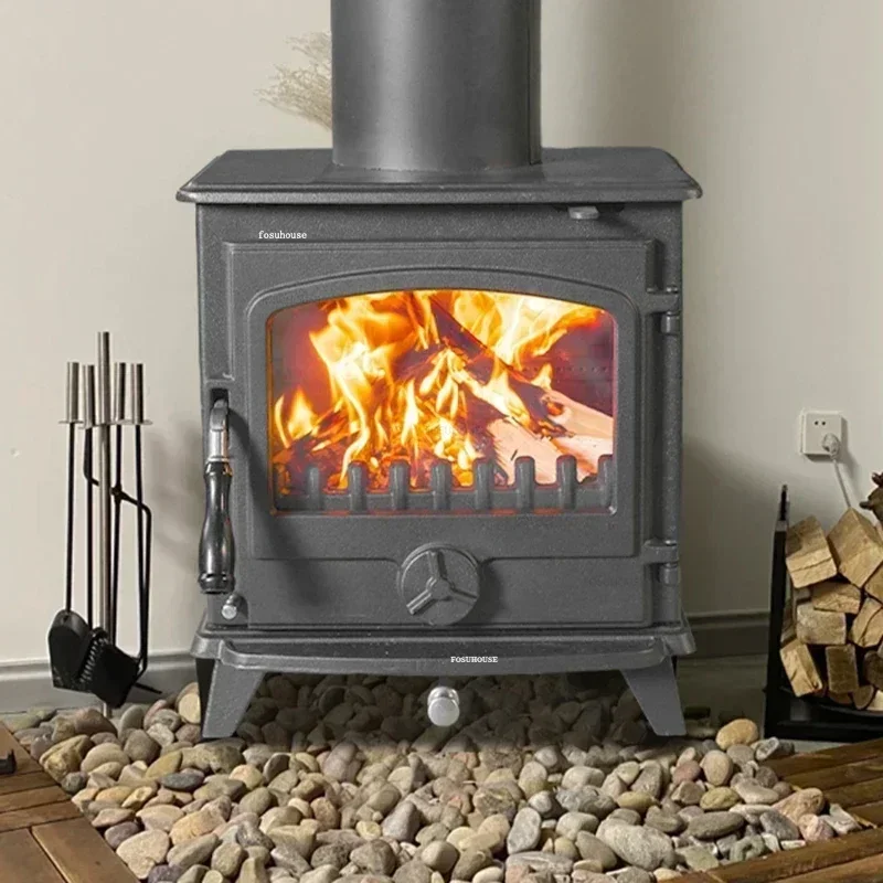 Wood-burning Firewood Heating Stove Cast Iron Real Fire Fireplaces Home Villa Rural Living Room Decor Fireplace z