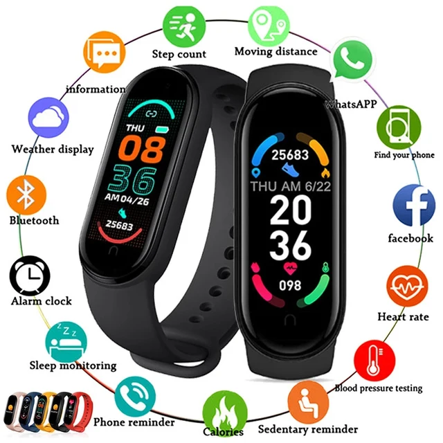 M6 Smart Band IP67 Waterproof Sport Watch Men and Woman Blood Pressure Heart Rate Monitor Fitness Smart Bracelet For Android Ios