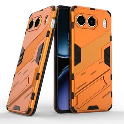 Magnetic Armor Shockproof Stand Phone Case with Enhanced Back Cover for OnePlus Nord 4 5G (Orange)