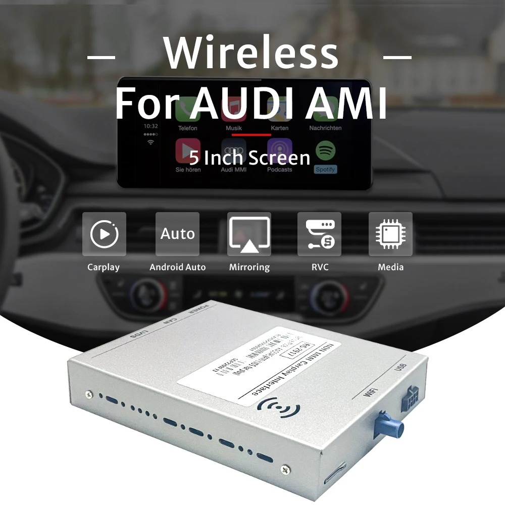아우디 A4/A5/S5 및 레인지로버 카플레이용 디코더 어댑터, 전면 뷰 확장 5인치 USB 스크린 카플레이 인터페이스 적용 가능