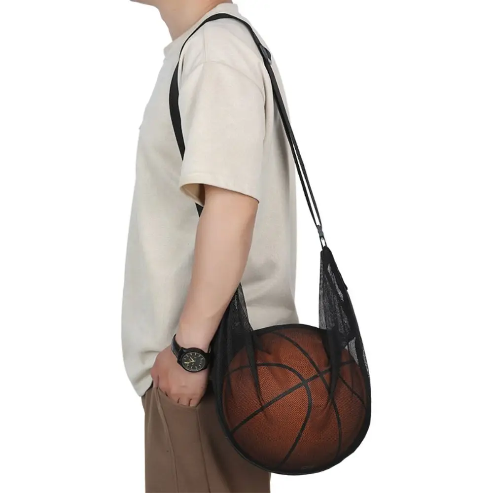 Adjustable Football Storage Backpack Multifunctional Diagonal Mesh Basketball Shoulder Bag Metal Zipper Lightweight