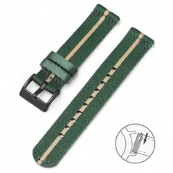 Soft Nylon Quick Release Canvas Watch Strap - Multiple Sizes Available - 24mm (Green khaki b)