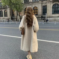 Women Fur Cardigan Thickened Long 2025Autumn Winter V-neck Jacket Female Loose Simple Leisure With Buttons Faux Fur Mink Coat 2