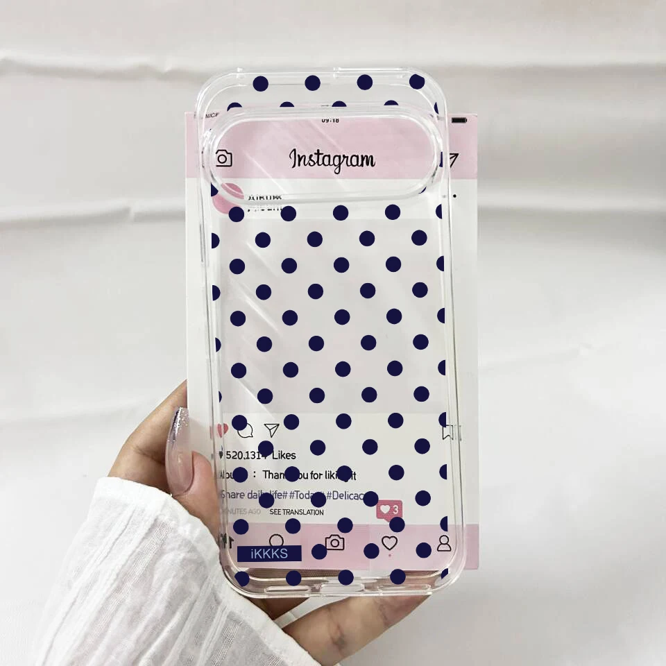 Stylish Wine Red & Black Polka Dots Phone Case - Clear Soft TPU Cover