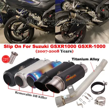 Motorcycle Exhaust Escape Modify Titanium Middle Link Pipe Muffler Moto Slip On For Suzuki GSXR1000 GSXR 1000 K7 K8 2007 - 2008