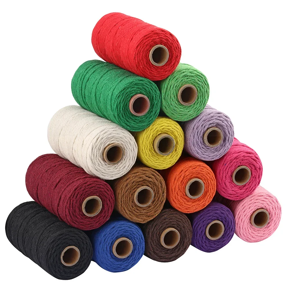 10 Meters Monochrome Cotton Rope Diy Hand-woven Rope 2mm Thick Colored Cotton Thread Weaving Tapestry Binding