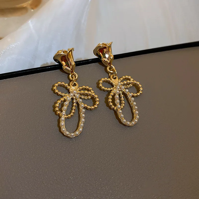 2022 New Arrival Fashion Drop Earrings Trendy Bowknot Women Dangle Earrings Simple Elegant Trendy Female Jewelry 