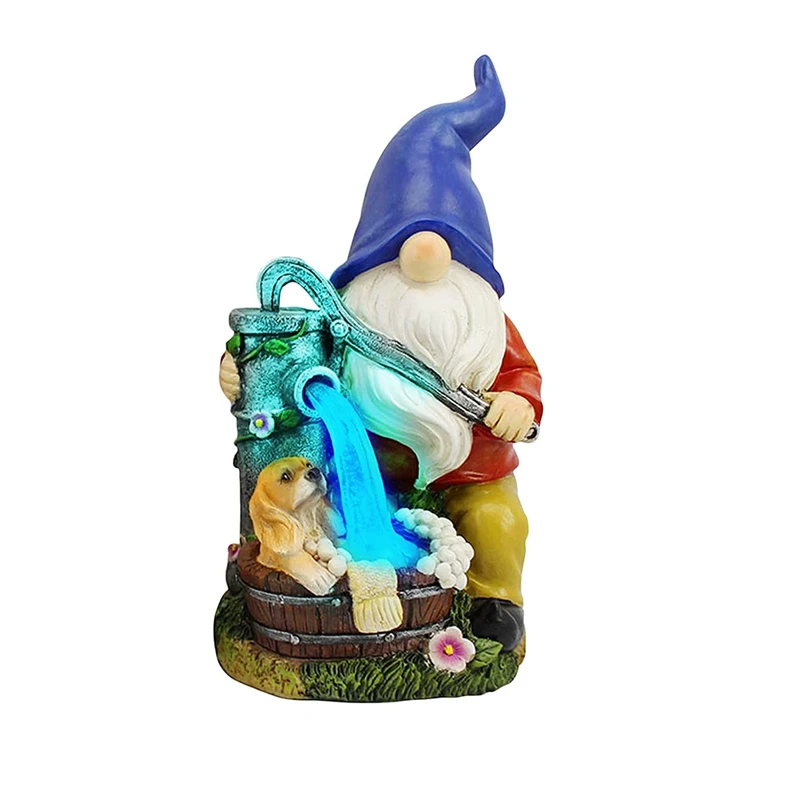 

Garden Gnome Statue,Solar Powered Outdoor Decoration With Blue Light Resin Sculpture For Patio Lawn Yard Art Ornament