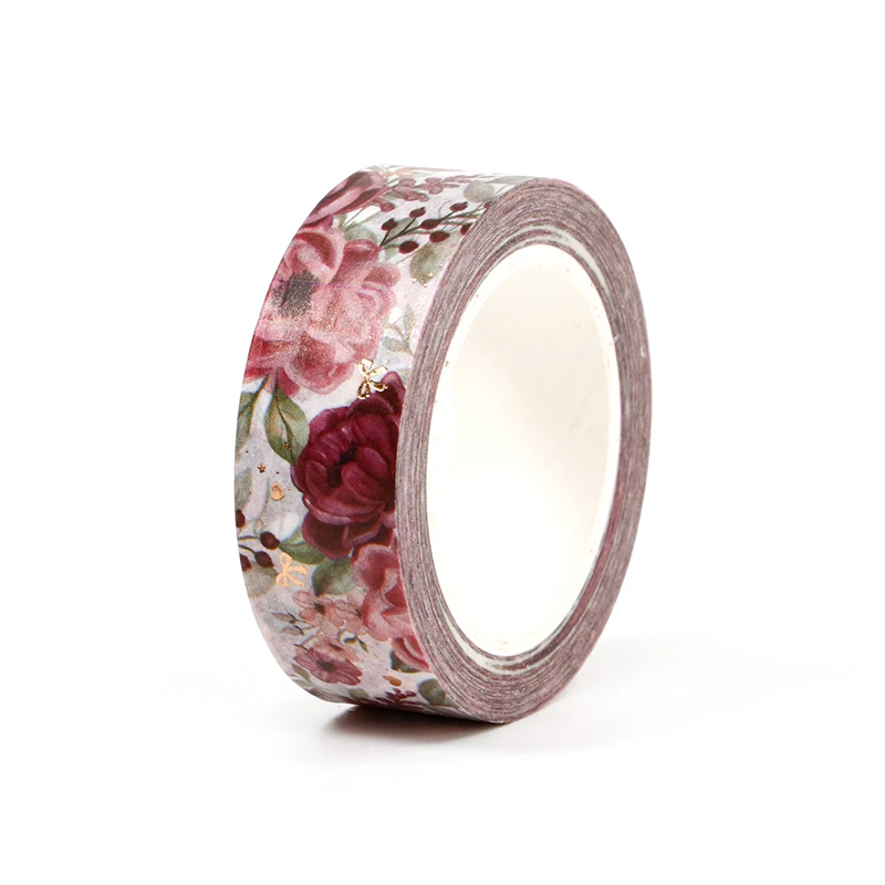 1PC. 10M Deco Gold Foil Flower and Bow Washi Tape for Scrapbooking Stickers Masking Tape Cute Journaling papeleria Supply 5