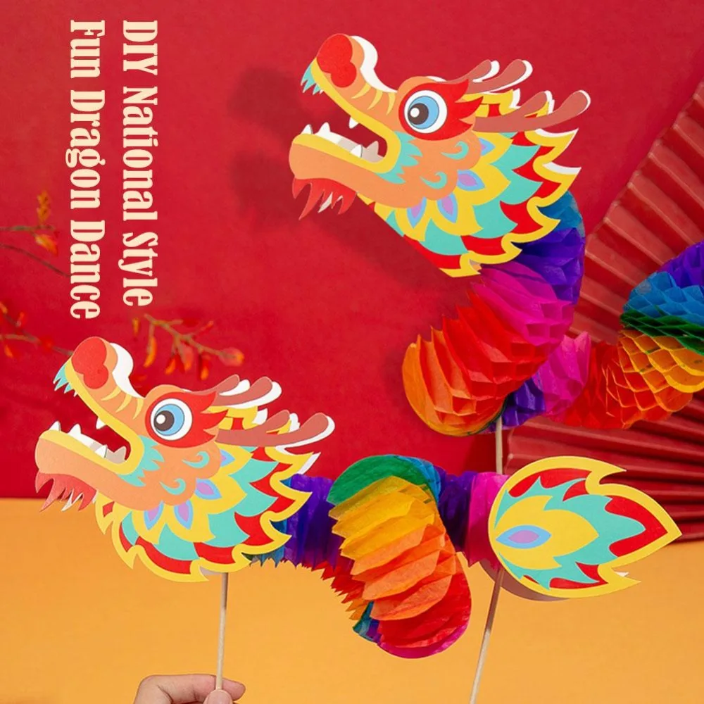

Extensible Dragon Dance Toy Funny Decoration Realistic Handmade Paper Dragon DIY Craft The Spring Festival Dragon Paper
