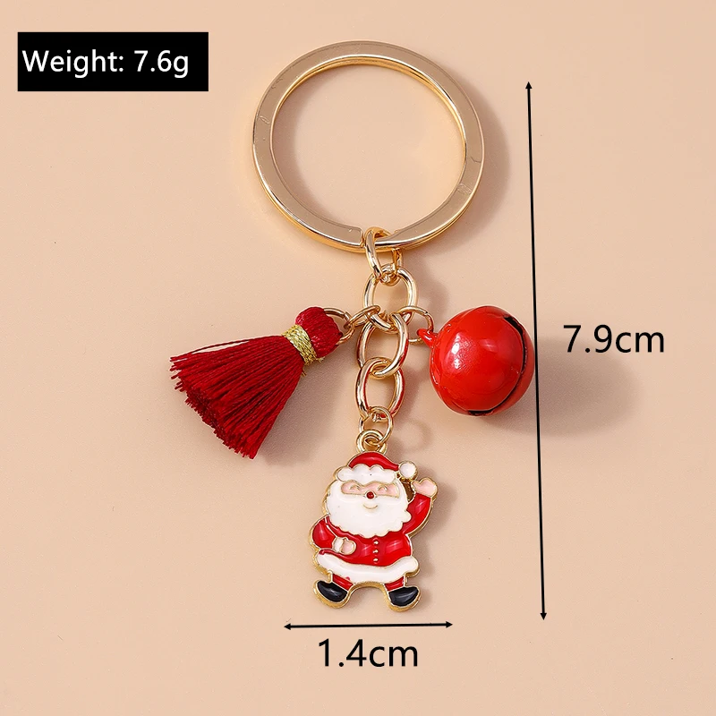 Leslie Fashion Ring Bell Weihnachts-Schlüsselanhänger, niedlicher Weihnachtsbaum, Schneemann, Weihnachtsmann, Schneeflocke, Schlüsselanhänger, Neujahr, Schmuck, Geschenke – Detail 12