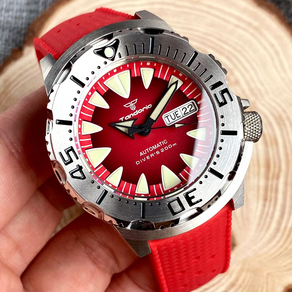 20ATM Diver Tandorio 42mm Monster Black Red Dial NH36A Men Automatic