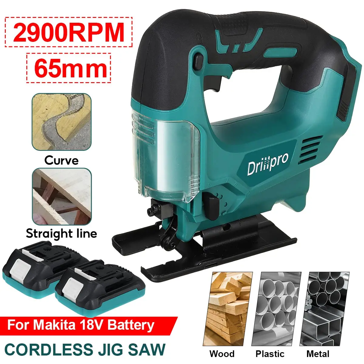 Drillpro21V65mm2900RPMCordlessJigsawElectricJigSawRechargeable