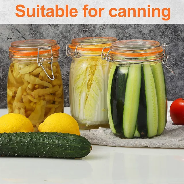 HeY LiLac Glass Mason Jar Wide Mouth Mason Jars with Airtight Lids Large Leak Proof Mason Canning Jar Clear Storage Canister Jar 4