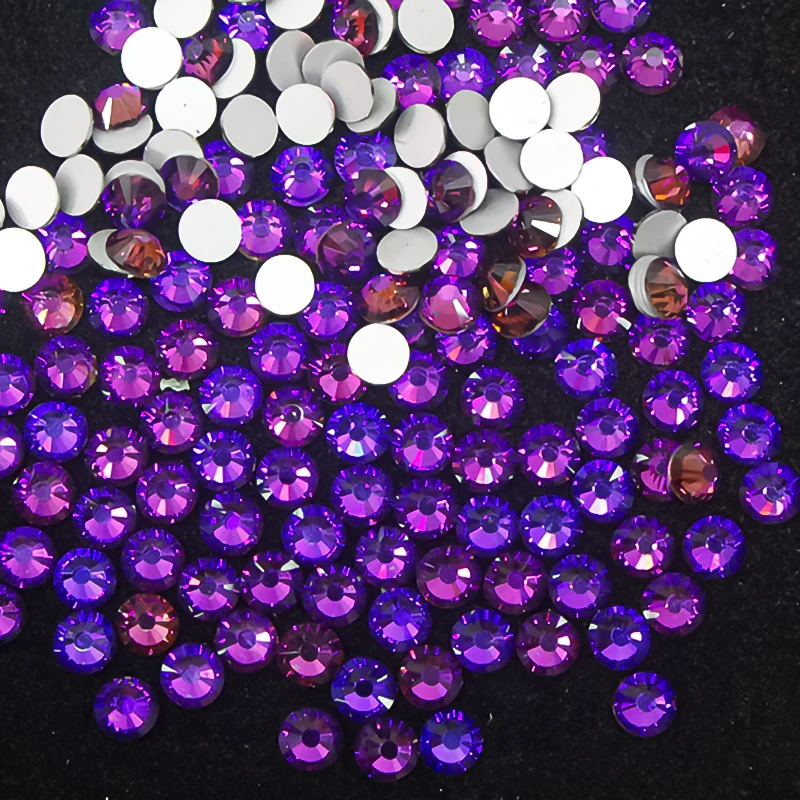 

2058 Best Quality Non hotfix rhinestone Heliotrope color Flat Back rhinestones glue on purple crystal ss10-ss50