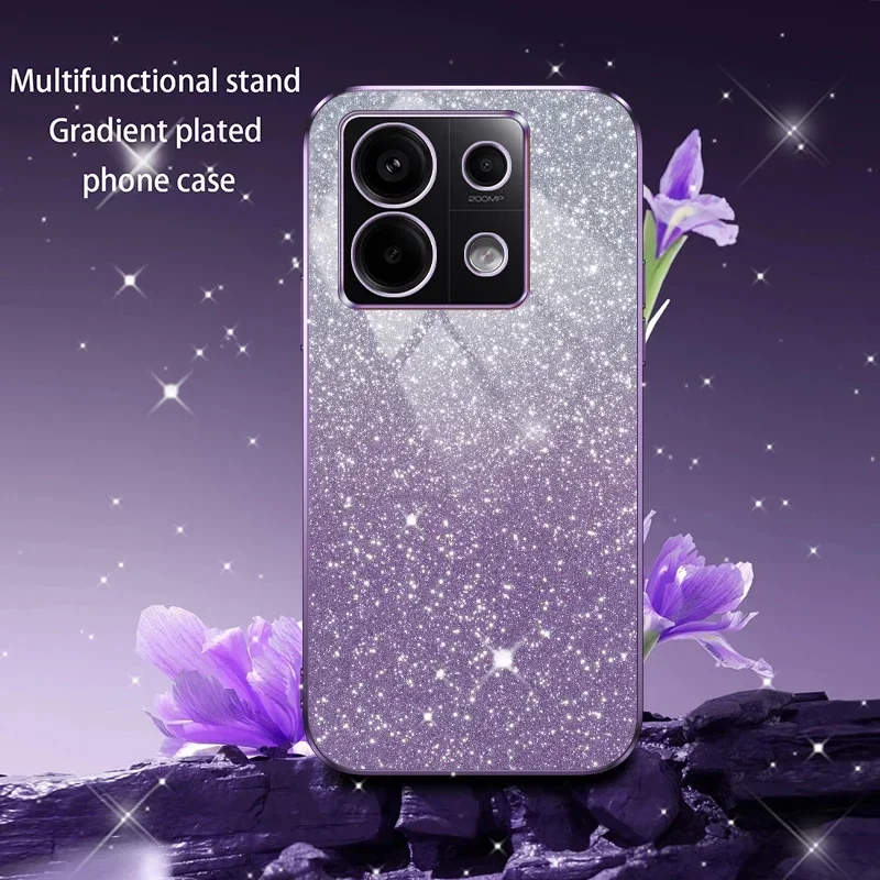 Luxury Shiny Glitter Plating Silicone Case with Camera Lens Protection