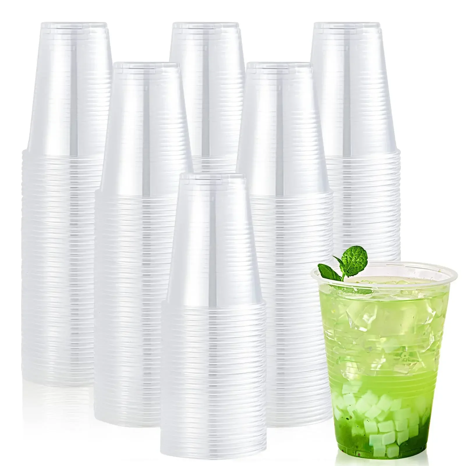 Description Picture 3 of item100 Disposable Plastic Cups Portable Picnic Birthday Disposable Kitchenwar Party Tableware Party Picnic Transparent Cups