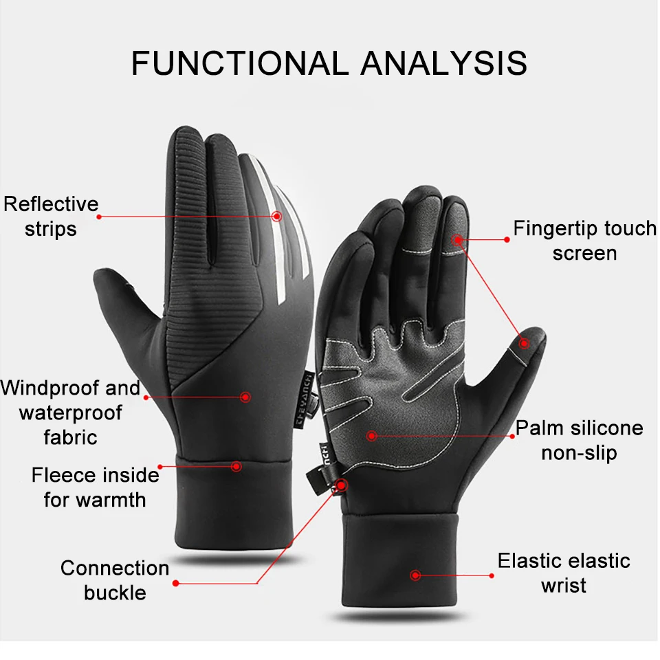 GTUBIKE Men's Early Winter Thermal Gloves Polar Fleece Touchscreen Warm Anti-slip Gloves for Driving Riding Running Bike Cycling