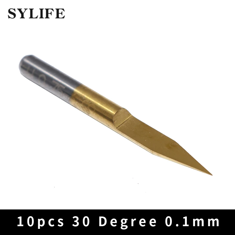 

10pcs Titanium 3.175mm Carbide Engraving Bit 30 Degree CNC PCB Router Tool 0.1mm