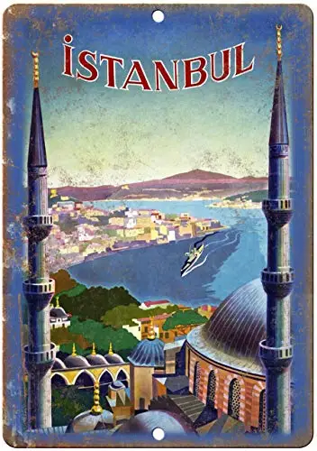 

Istanbul Vintage Travel Vintage Retro Metal Tin Sign 8x12 Inch Decor