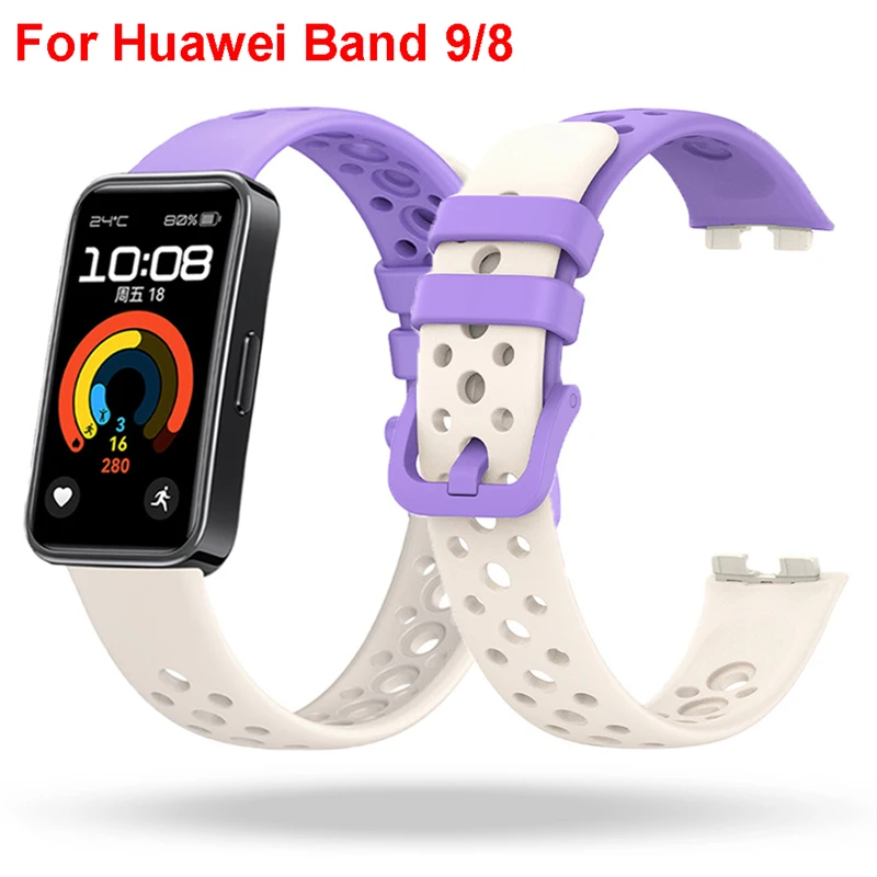

Ремешок силиконовый для смарт-часов Huawei Band 9 8, спортивный сменный Браслет с цветной пряжкой, аксессуары для часов