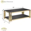 48" Modern Luxury Coffee Table with Black Tempered Glass Top, Coffee Table 2
