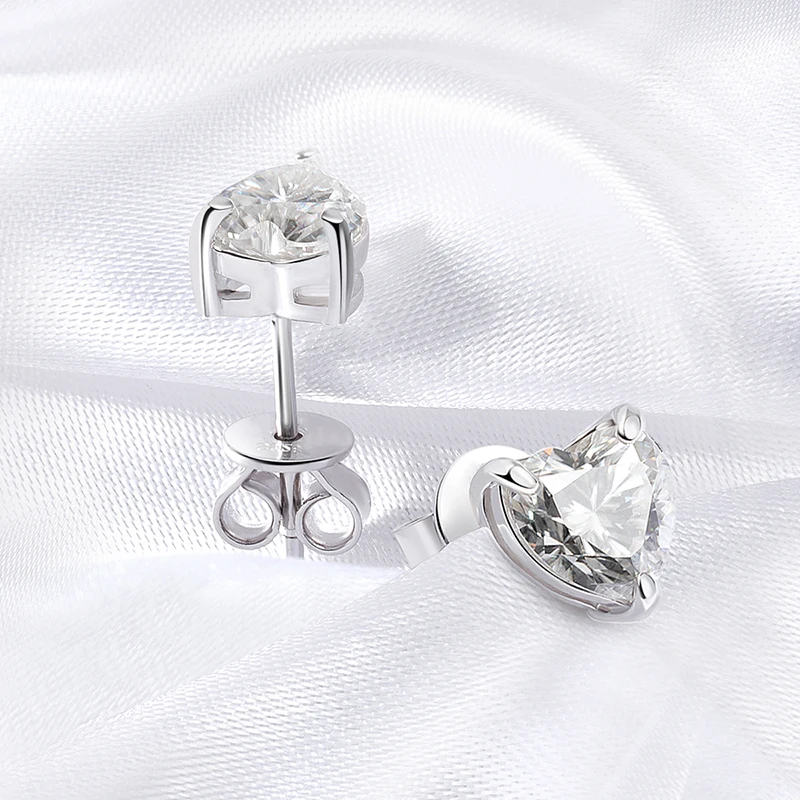 Boucles D'oreilles Clous Diamant Simulé - 2Ct Rond - Plaqué Or Blanc 14K Sur Argent 925