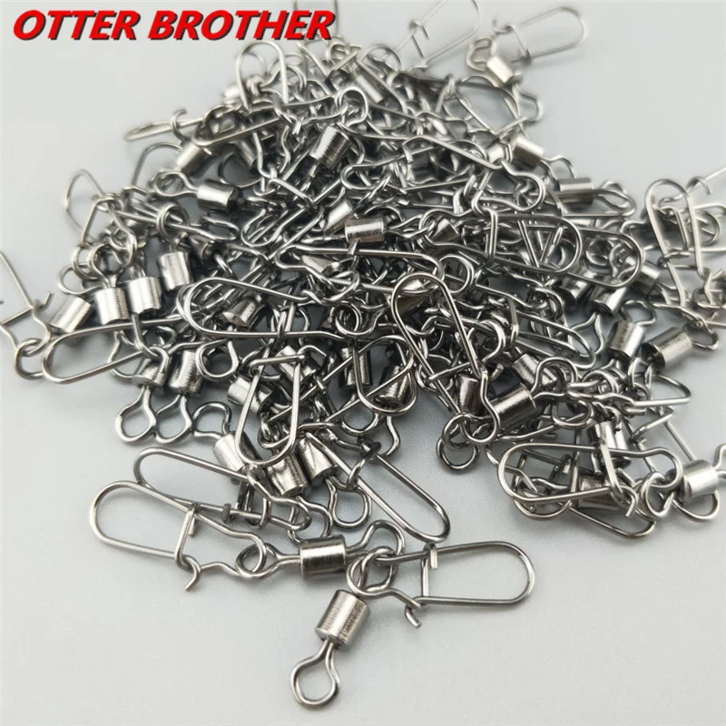 100PCS Hecht Angeln Zubehör Stecker Pin Lager Roll Swivel Edelstahl Snap Angelhaken Locken Schwenkt Pesca Angehen – Detail 5