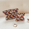 Colorful Checkered Women's Makeup Bag Large Capacity Makeup Lipstick Storage Bag Portable Travel Toiletry Bag Commuter Clutch