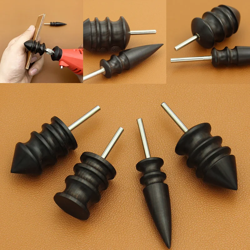 Leather Edge Electric Polishing Slicker Flat/Pointed Head Sandalwood Leathers Craft DIY Tools Tip Burnisher Wood Grinding tools