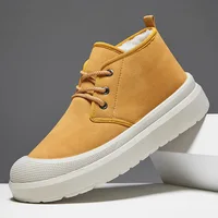 Thickened Cotton Shoes for Men Winter Warm Faux Fur Low Cut Shoes Comfortable Warmth Synthetic Leather PVC Flat Bottom round Toe