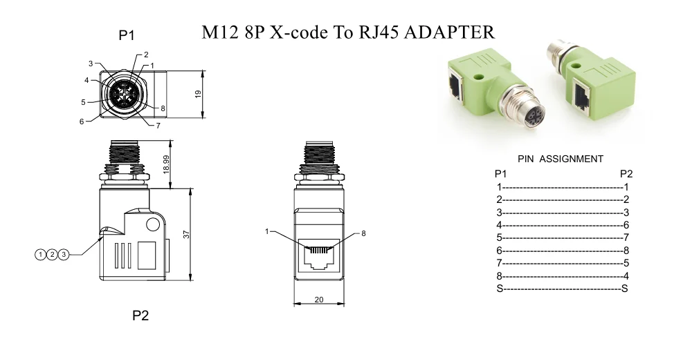 4-Pin 8-Pol A X D Kodierung M12 zu RJ45 Adapter Stecker-Buchse-Verbinder Ethernet Profinet zu M12 4-Pin D-Code 8-Pin A-Kodierung – Detail 5
