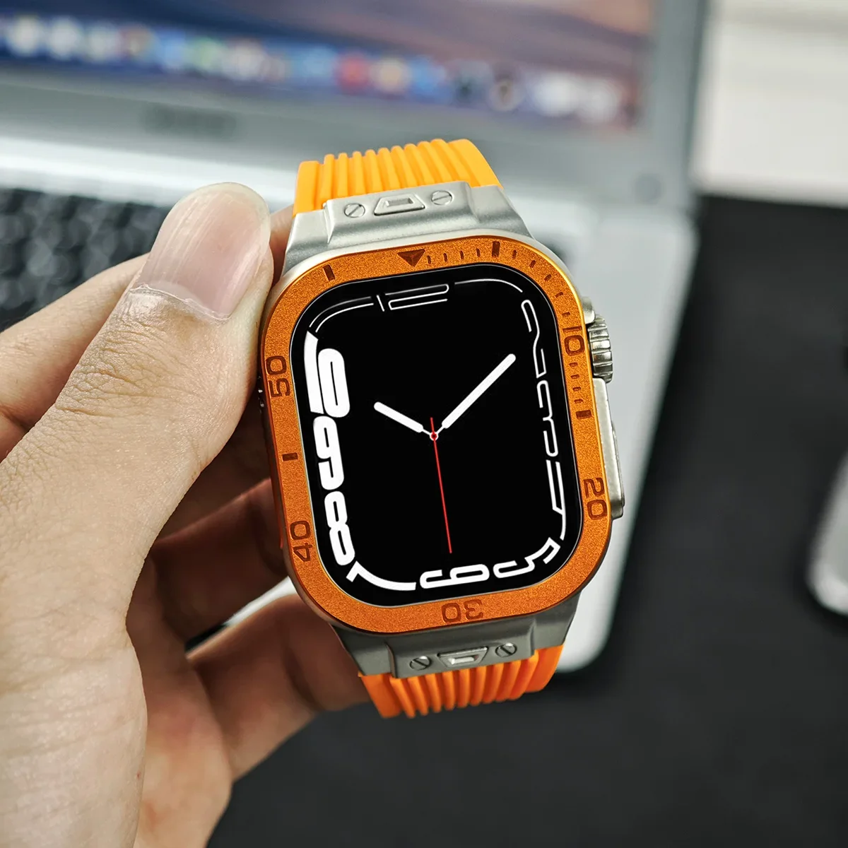 

Ремешок 49 мм + закаленное стекло для Apple Watch Ultra 2/1, резиновый ремешок, металлическая рамка против царапин для IWatch Series Ultra 49 мм, аксессуары