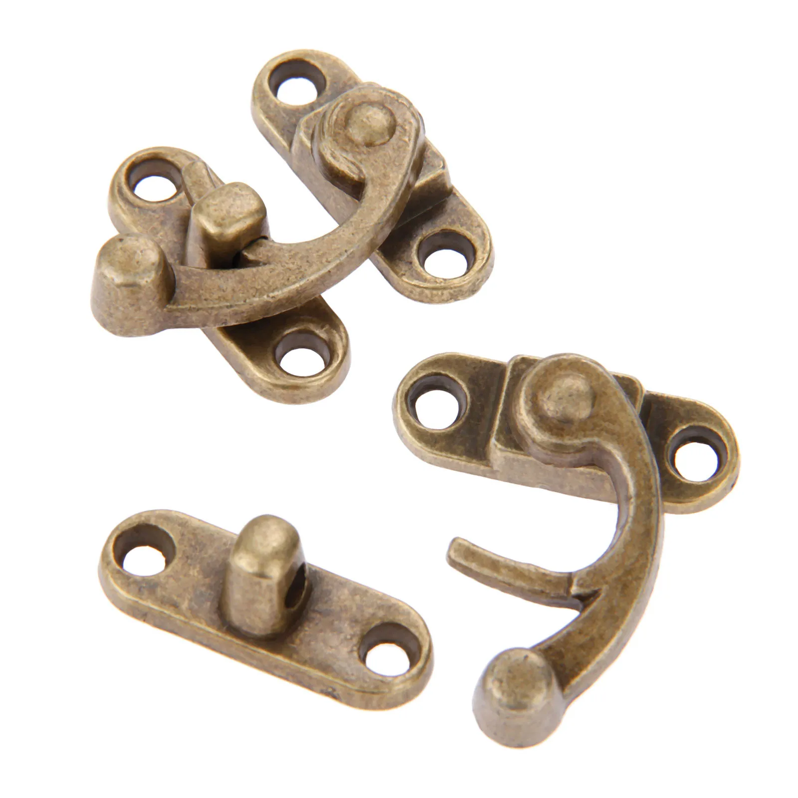 Vintage Wooden Box Decorative Latch Clasps 6Pcs Lock Padlock Hasp Hook Antique Wooden Case Buckle With Screws Zinc Alloy 29*33MM