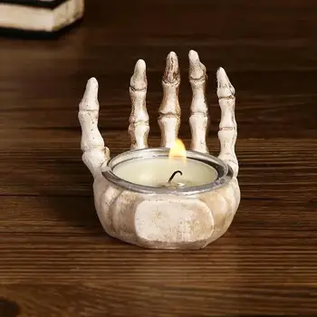 Halloween Candle Holder Skull Candlestick Ornaments Resin Skull Halloween Decoration Gifts Candle Holders Decor Home Decoration 2