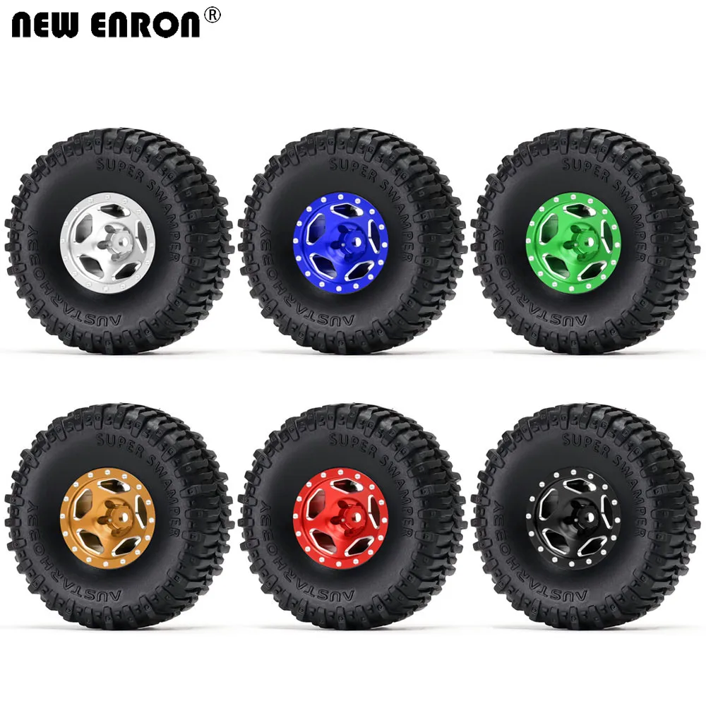 

60*20mm Aluminum Wheel Rim & Rubber Tire 1.0" for RC Car 1/24 Axial SCX24 Chevrolet C10 B-17 Betty AX90081 FCX24 TRX4M Enduro24