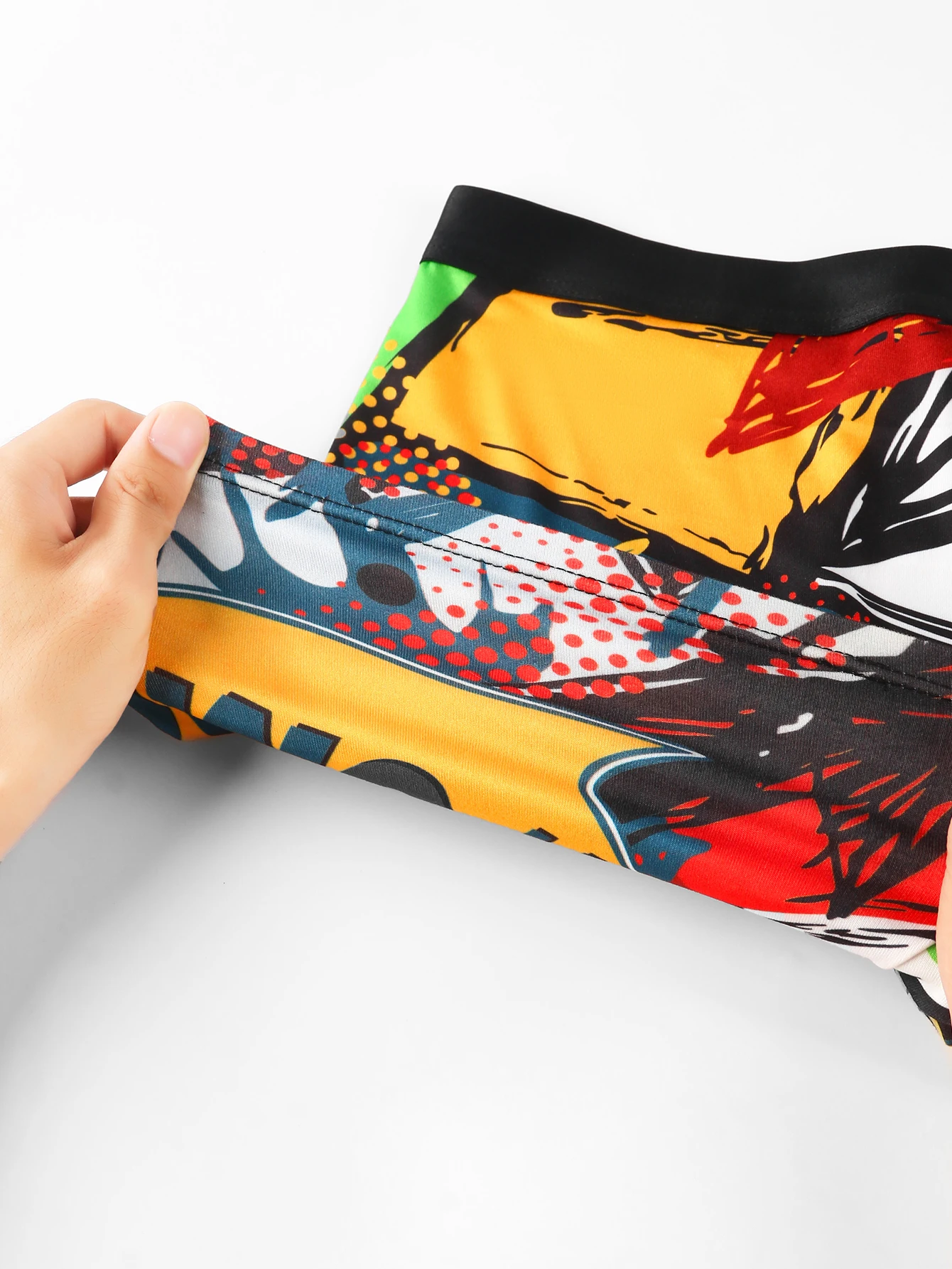Ten-piece mixed men's graffiti pattern long boxer briefs, breathable and comfortable high-elasticity long boxer briefs, boxing