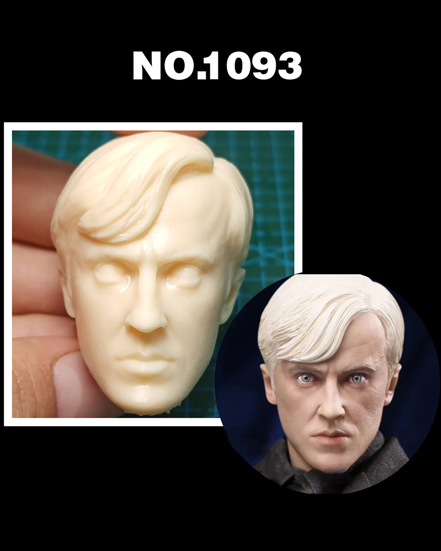

Unpainted Tom Felton Head Carved 1/6 Scale Male Man Head Model Toys DIY 12'' Action Figure