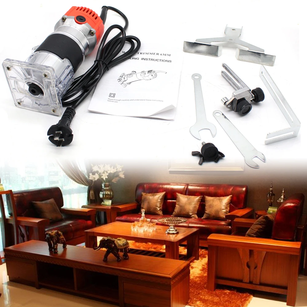800w 1/4'' Electric Wood Laminator Router Mini Handheld Wood Trimmer