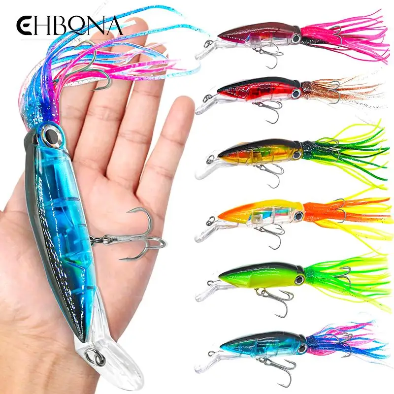 1 Pz 23.5Cm 44G Octopus Fishing Lure 6 Colori Squid Hard Bait Gancio In Acciaio Ad Alto Tenore Di Carbonio Octopus Crank Per Tonno Sea Allure Tools