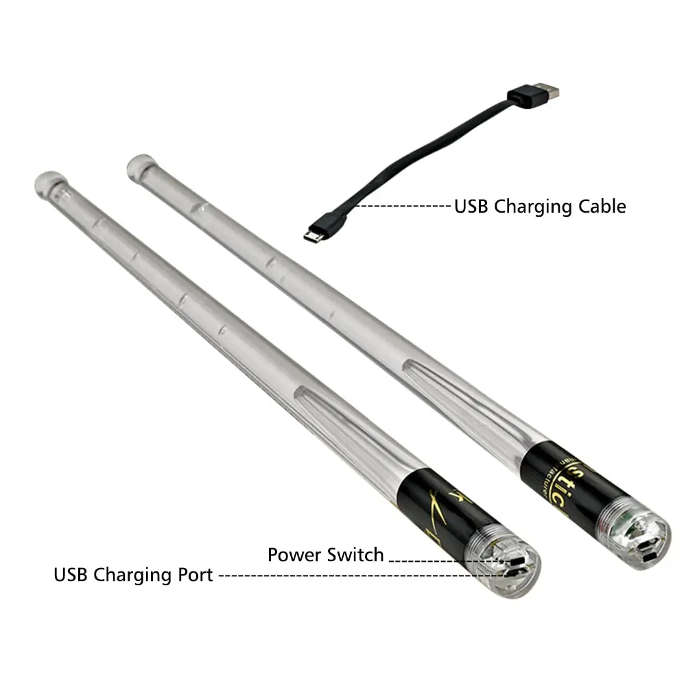 Drum Sticks Light Up LED Jazz 15 Gradient Colorful Lights USB Charging with Switch Drum Set Accessories